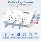 220V to 110V Travel Voltage Converter, FOVAL 2000W International Power Converter - Image 3