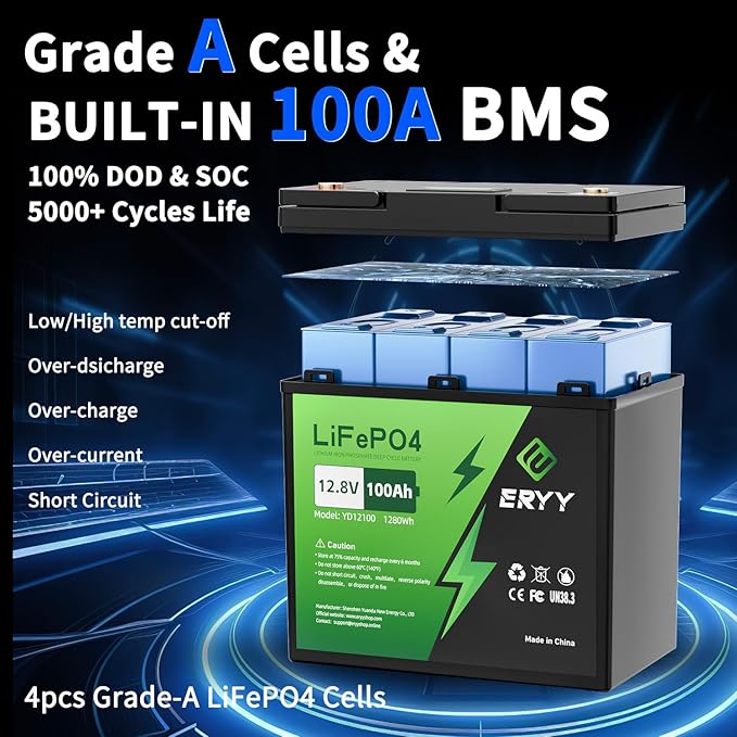 12V 100Ah LiFePO4 Battery, High Density 100Ah Lithium Battery 12v - Image 5