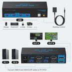 4K@120Hz Kvm Switch 2 Monitors 2 Computers 8K@60Hz HDMI Displayport Dual - Image 3