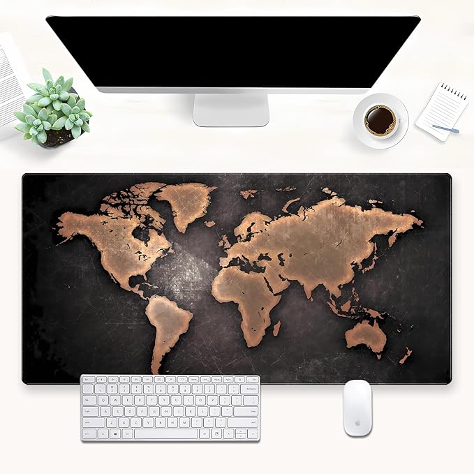 World Map Gaming Mouse Pad XXL Large Vintage Style Full Desk Mat Extended by Cindasun