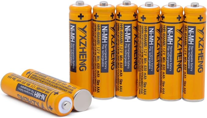 AAA Battery 8PCS 1.2V 630mAh NI-MH Rechargeable HHR-65AAABU by YXZHENG