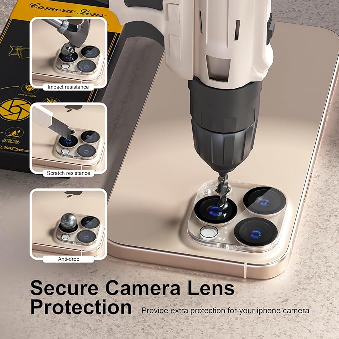 beuxece for 6 Pack iPhone 16 Pro/iPhone 16 Pro Max Camera Lens Protector 9H - Image 4