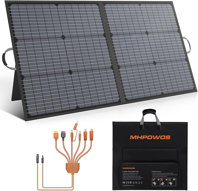 Solar Charger 110W Portable Solar Panel, IP67 Waterproof Foldable Solar Panel by MHPOWOS