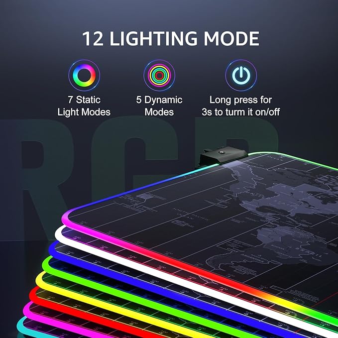 KTRIO RGB Large Gaming Mouse Pad Desk Mat, Superior Micro-Weave Cloth, Non-Slip - Image 2