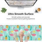 Pink Flamingo Desk Mat, Large Summer Flamingos Pineapples Tropical Leaves - Image 5