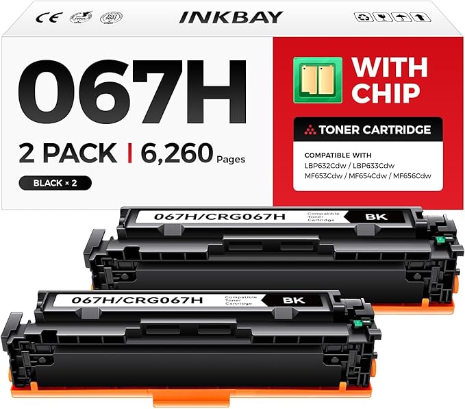 067H Toner Cartridge Black 2-Pack by INKBAY