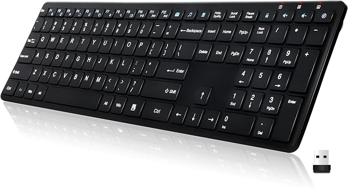 Wireless Keyboard-2.4G Ultra Slim Quiet Full Size Matte USB PC Computer Keyboard - Image 9