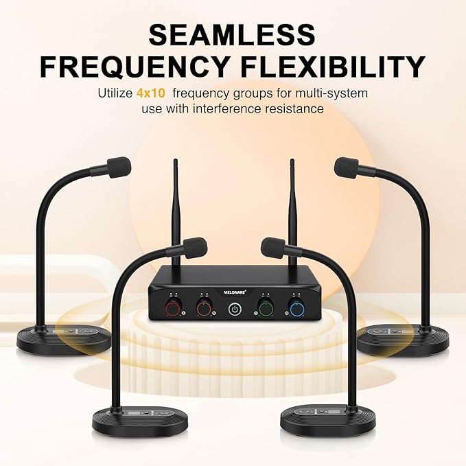 4-Channel Wireless Conference Microphone System, UHF Compact Cordless Mic Set - Image 4