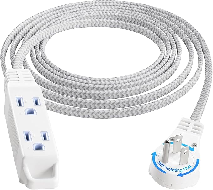 SURAIELEC 10FT 360° Rotating Flat Plug Extension Cord Flat Wall Plug by SURAIELEC