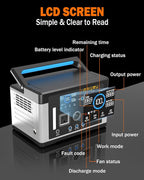 Portable Power Station 700W, 577Wh Solar Generator Surge 1000W Pure Sine Wave - Image 6