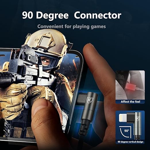 USB C to Lightning Cable 90 Degree 6FT iPhone Charger Cables 3Pack Fast - Image 5