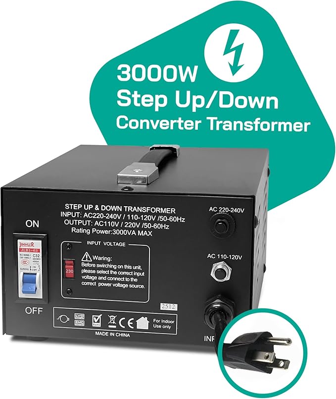 LiteFuze LT Series 3000 Watt Voltage Converter Transformer Step Up/Down - 110v - Image 2
