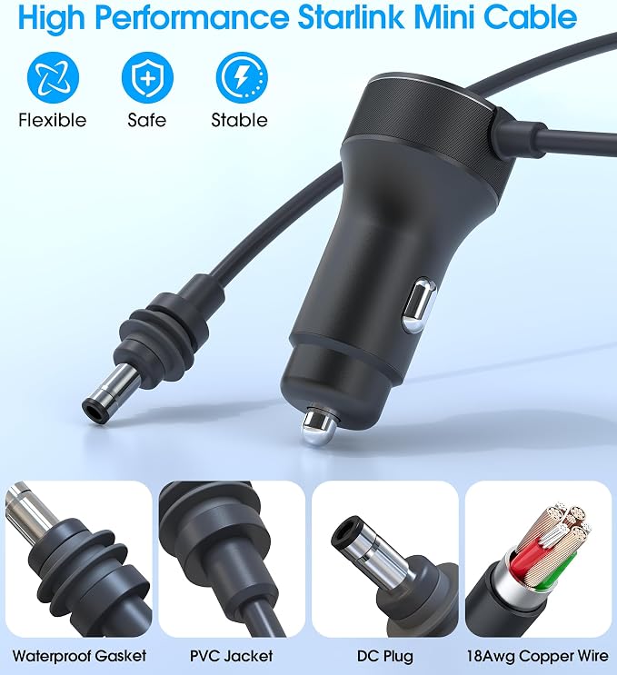 3 in 1 Starlink Mini Cable, 12V-48V Starlink Mini Car Charger DC Power Cable+ - Image 4