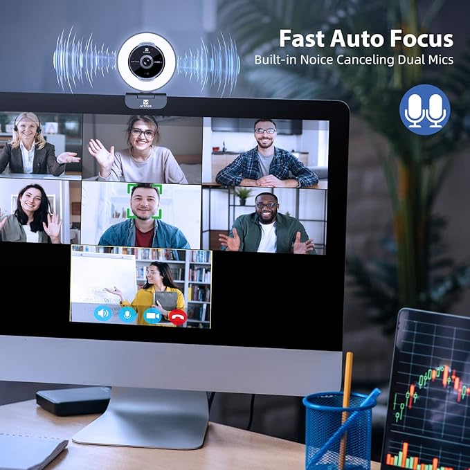 Zoomable Webcam with Remote Control, 1080P 60FPS Streaming Webcam with - Image 6
