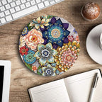 Round Mouse Pad, Boho Floral Mouse Pad, Washable Round Mousepad - Image 5