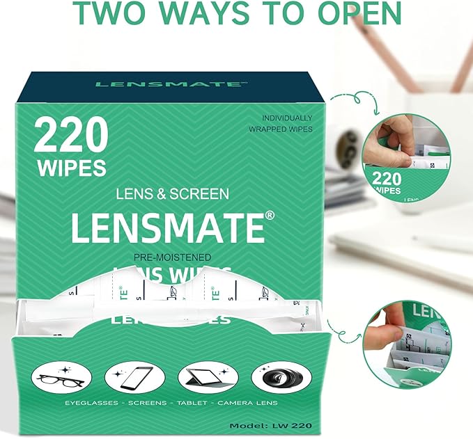 Lensmate 220 Count Lens Wipes for Eyeglasses, Pre-Moistened & Individually - Image 7