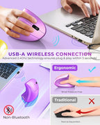 Lekvey Ergonomic Mouse, Wireless Vertical Mouse Rechargeable 2.4 GHz Optical - Image 3