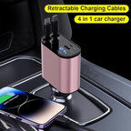 Retractable Car Charger, 4 in 1 Fast Charging 69W Cigarette Lighter Adapter - Image 3