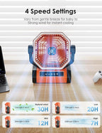 Battery Powered 9-Inch Rechargeable Portable Fan - 10000mAh Auto Oscillation - Image 2