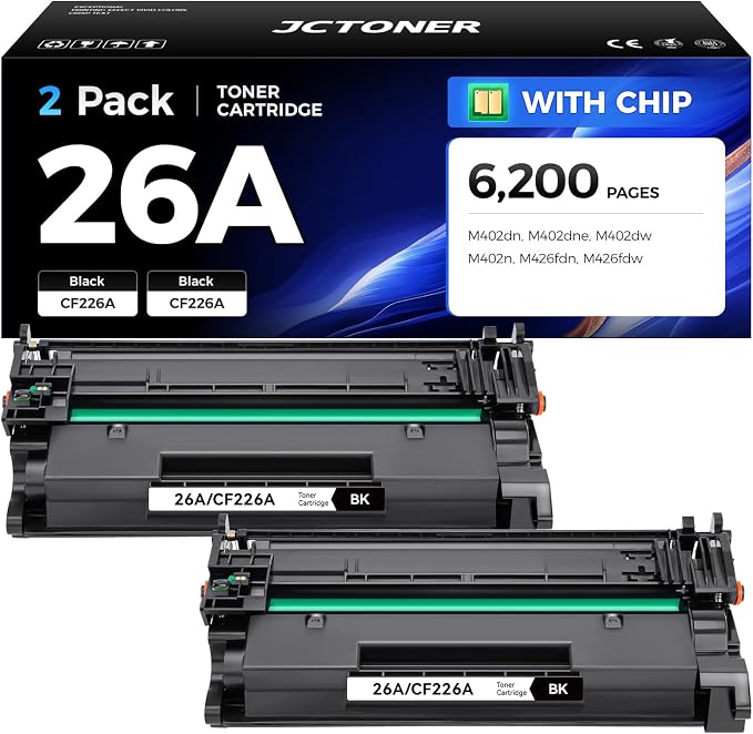 26A Black Toner Cartridge 2-Pack by JCTONER