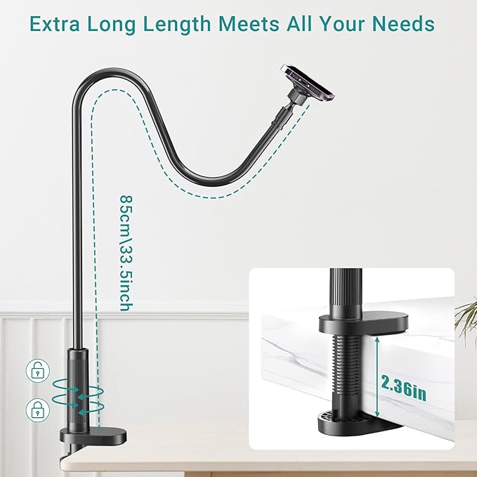 Gooseneck Phone Holder for Bed, Magnetic Cell Phone Stand for iPhone 16 15 14 - Image 3