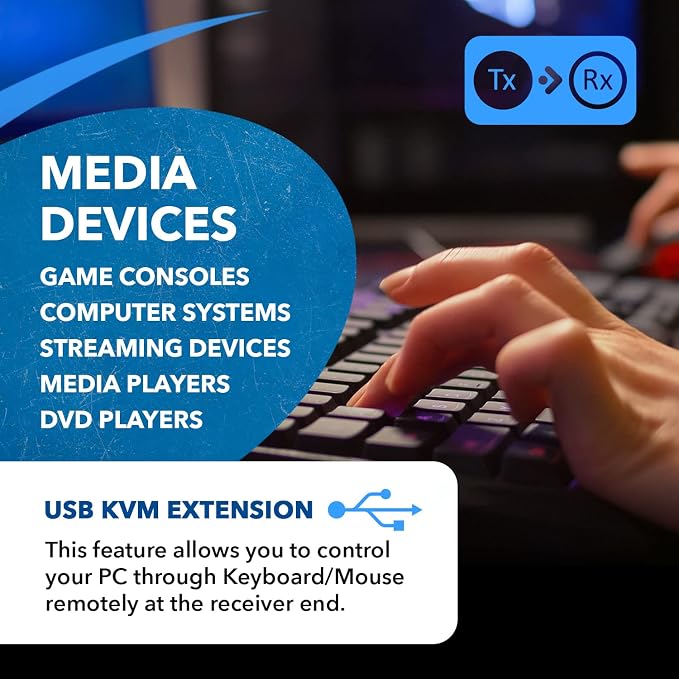 OREI 4K KVM HDMI Extender Over LAN HDBaseT PoC Single CAT5e/CAT6A/CAT7 Cable 4K - Image 8