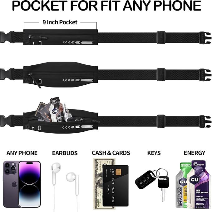 USHAKE Slim Running Belt for Women Men-Runners Phone Holder Fanny Pack - Image 8