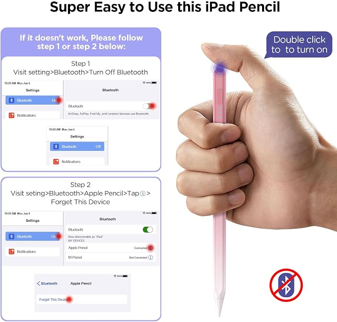 Stylus Pen for iPad 2018-2025, 15Mins Fast Charge for Apple Pencil, Palm - Image 6