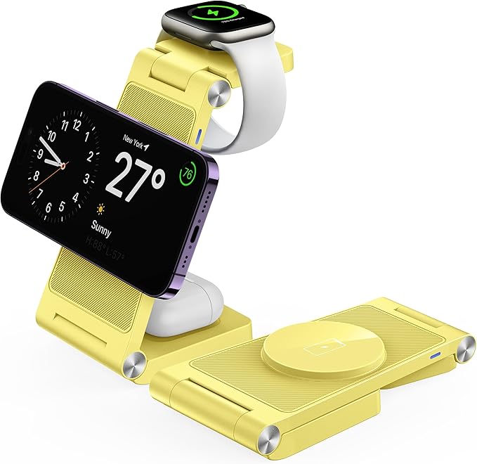 Magnetic Wireless Charger Stand, 3 in 1 Foldable Wireless Charging Station by GEJIUCAI