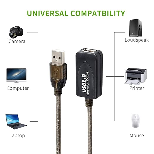 100 FT USB Extension Cable, USB 2.0 Type A Male to A Female Active Repeater - Image 4