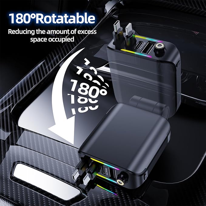 Retractable Car Charger with Starlight, Max 120W USB C Car Charger Adapter - Image 8