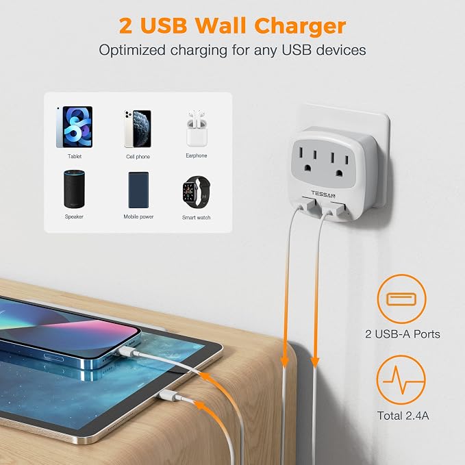 TESSAN Israel Power Adapter, Type H Travel Plug Adaptor - Image 3