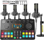 Podcast Equipment Bundle for 4, Audio Interface by Hayner-Seek