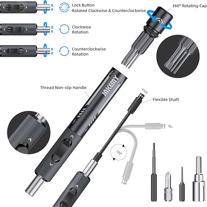 Metal Small Ratchet Screwdriver Set, JAKEMY Portable Ratcheting Screwdriver Kit - Image 3