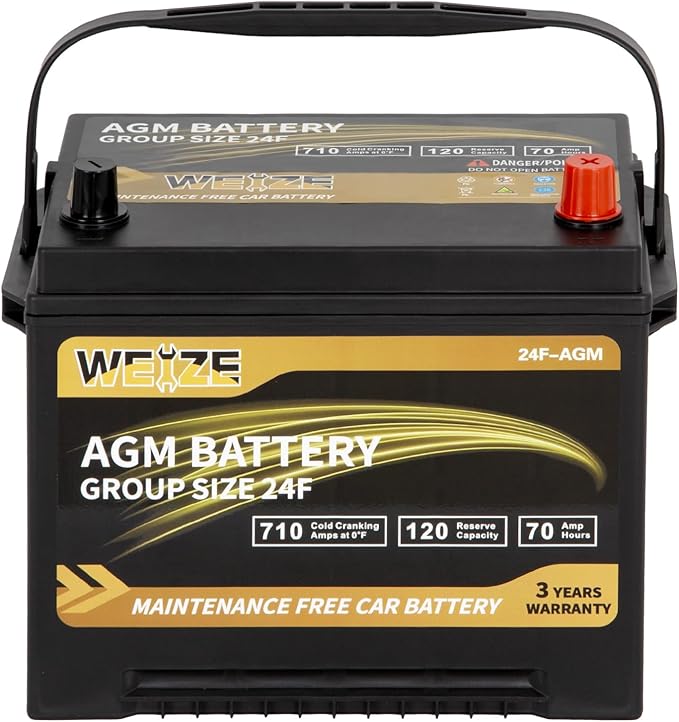 Weize Platinum AGM Battery BCI Group 24F Automotive Battery, 36 Months Warranty by WEIZE