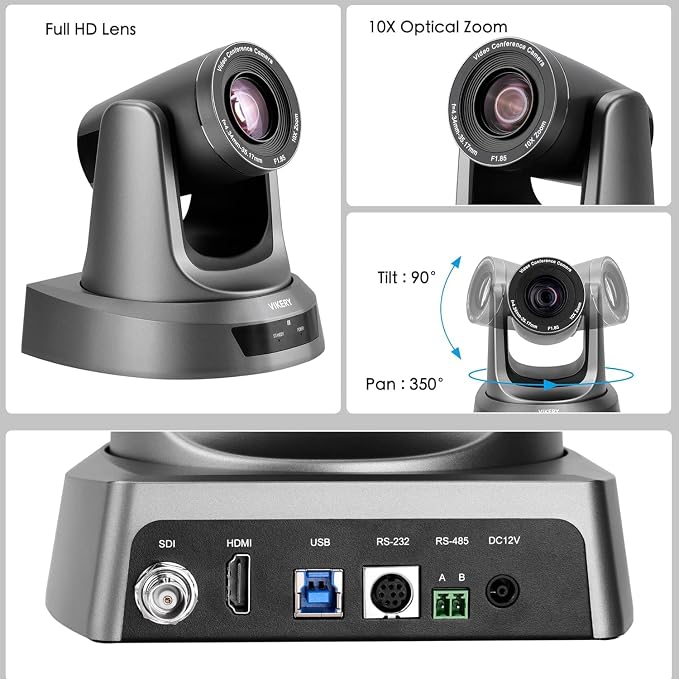 10X PTZ Conference Webcam with 3G-SDI/HDMI/USB Output, 1080P PTZ Live Streaming - Image 2