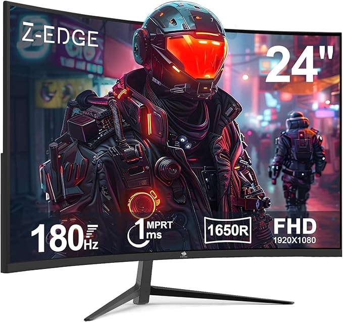 Z-Edge UG24 24-inch Curved Gaming Monitor 180Hz Refresh Rate, 1ms MPRT by ZZ-EDGE