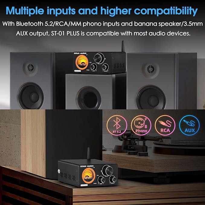 Douk Audio 2 Channel TPA3255 Bluetooth Amplifier 300W x2, Turntable Phono Amp - Image 2