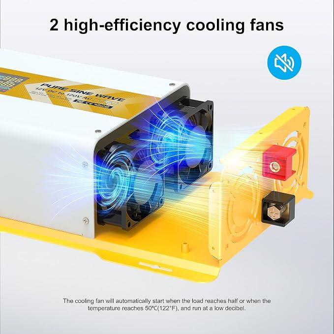 XWJNE 1200W Pure Sine Wave Power Inverter 12V DC to 120V GFCI AC Converter - Image 8