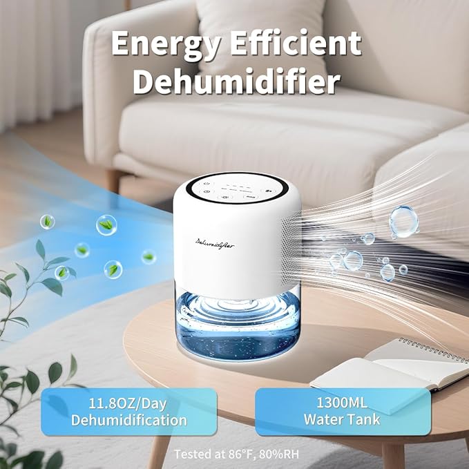 44oz Small Dehumidifier for Home, Auto-Off Quiet Portable Dehumidifier - Image 2