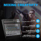 Professional 8-Channel Audio Mixer, Phenyx Pro DJ Sound Mixer Board w/Flexible - Image 4