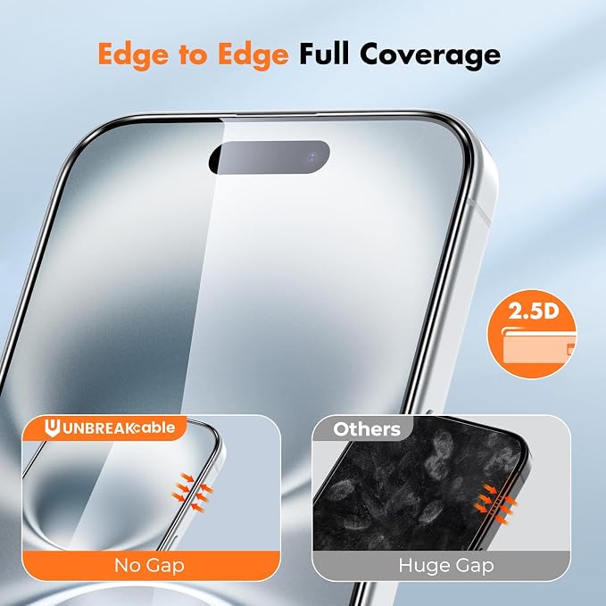 UNBREAKcable Screen Protector for iPhone 16 Plus/15 Plus Full Coverage Double - Image 4