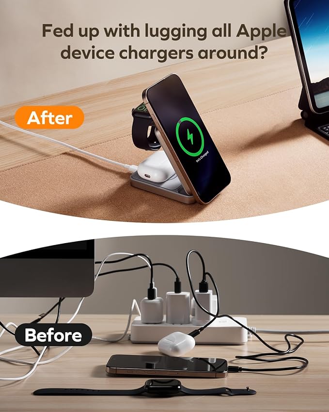 MOMAX 3-in-1 iPhone 16 Charging Station, MagSafe-Compatible Wireless Charger - Image 2