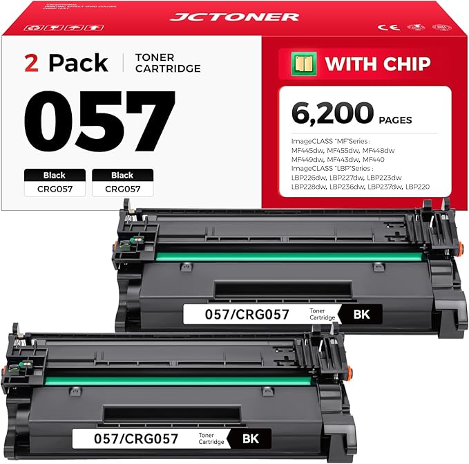 057 Black Toner Cartridge 2-Pack by JCTONER
