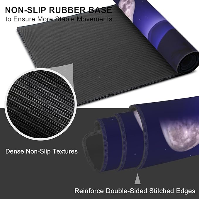 Mouse Pad, Large Moon Phases and Mountain Forest Desk Mat, Extended Non-Slip - Image 3