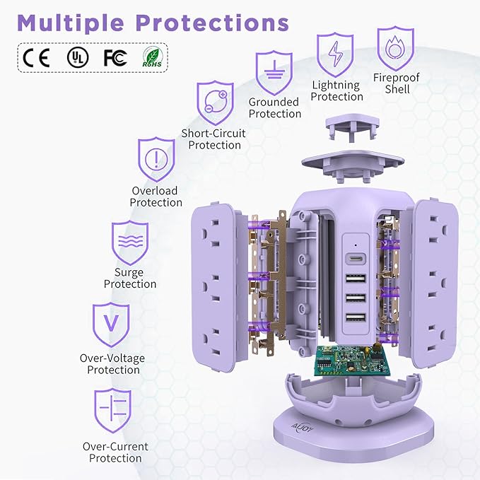 USB C Power Strip Tower, Surge Protector - Image 6