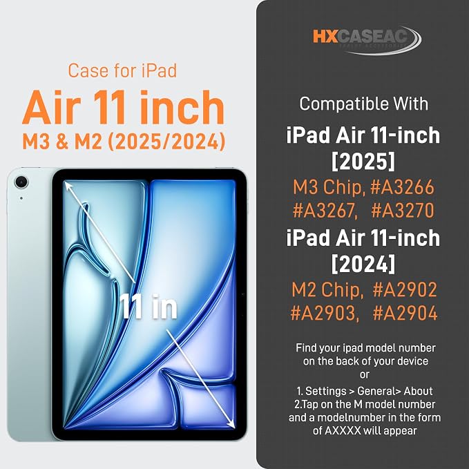 HXCASEAC Case for iPad Air 11 inch, Shockproof Design - Image 2