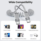 Coiled USB C to USB C Cable 2Pack 3FT Braided Retractable Fast Charging Cable - Image 8