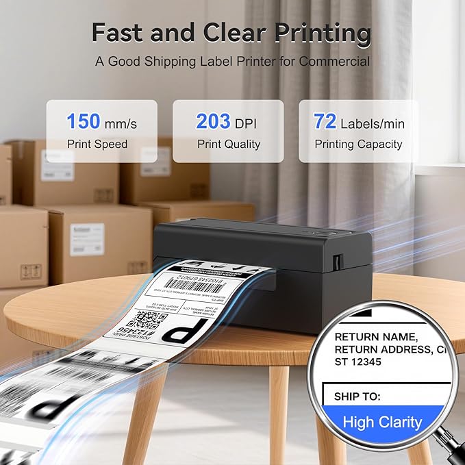 Bluetooth Thermal Shipping Label Printer, Wireless 4x6 Shipping Label Printer - Image 3