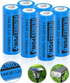 Henreepow LiFePo4 Battery 14430, 3.2v Rechargeable Solar Batteries, 500mAh by HENREEPOWBATTERY